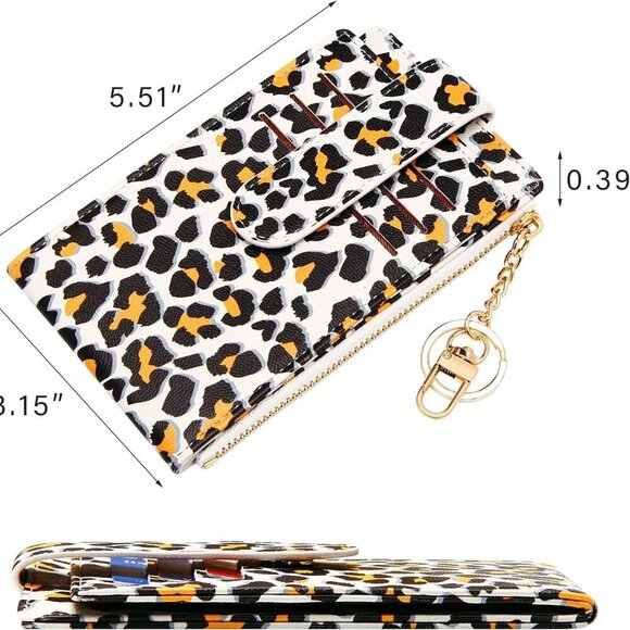 RFID Card Holder Wallet for Women Faux Leather Slim Bifold with Zipper - Picture 2 of 7